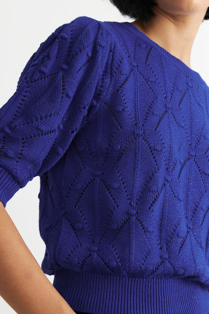 Polera Manga Corta de Hilo Azul Eléctrico