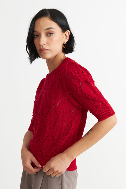 Polera Manga Corta de Hilo Rojo
