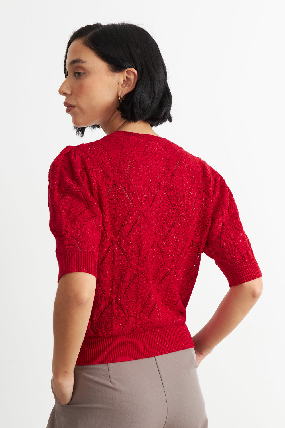 Polera Manga Corta de Hilo Rojo