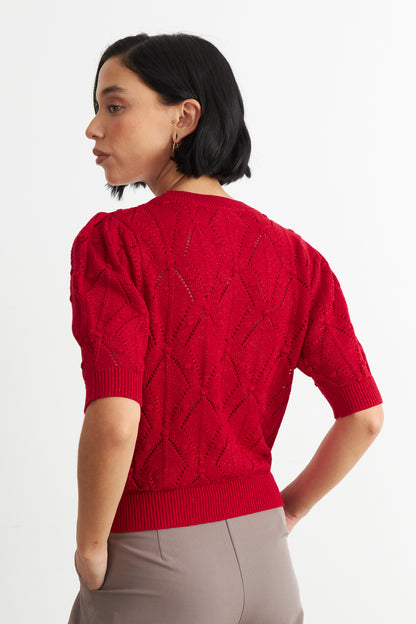 Polera Manga Corta de Hilo Rojo