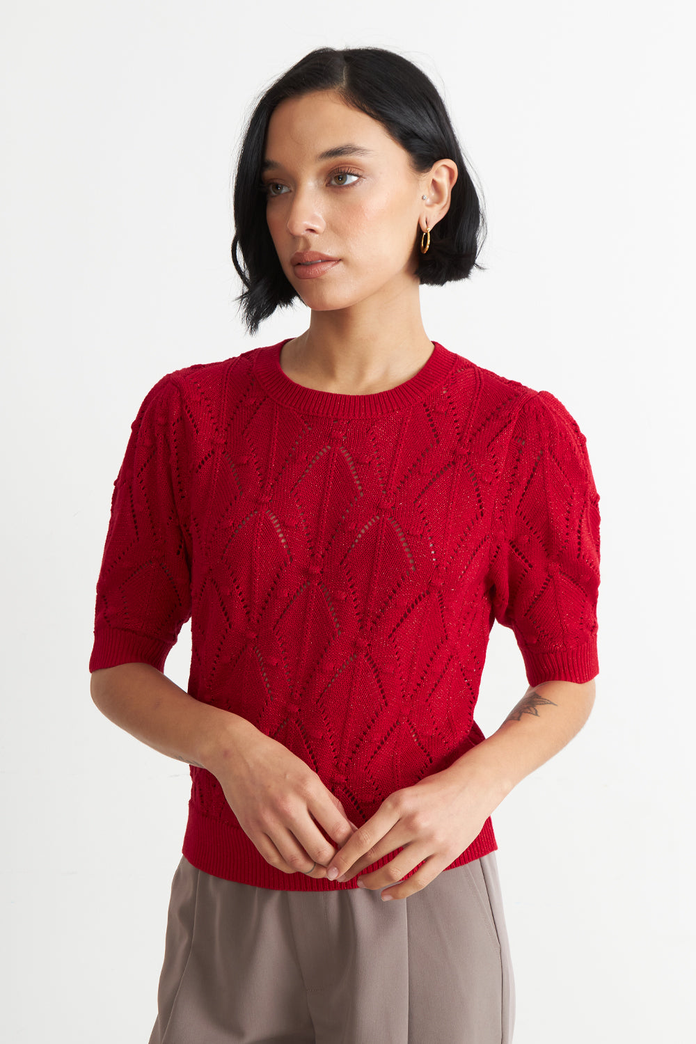Polera Manga Corta de Hilo Rojo