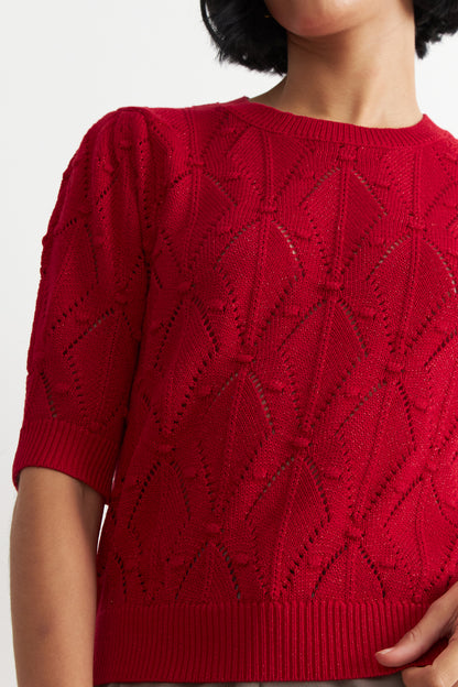 Polera Manga Corta de Hilo Rojo