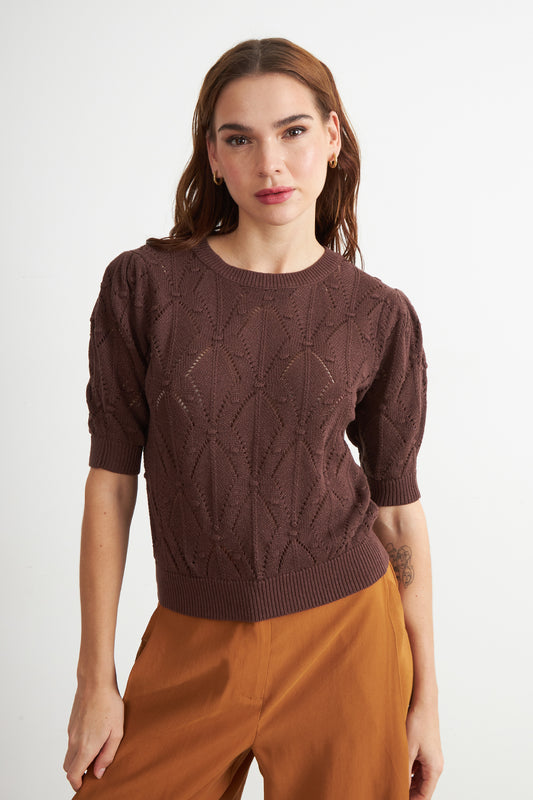 Polera Manga Corta de Hilo Café