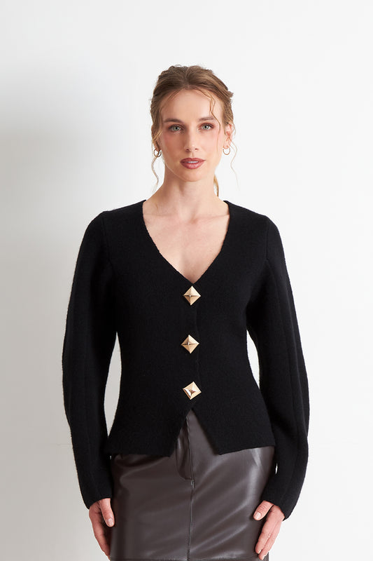 Cárdigan Manga Globo Negro