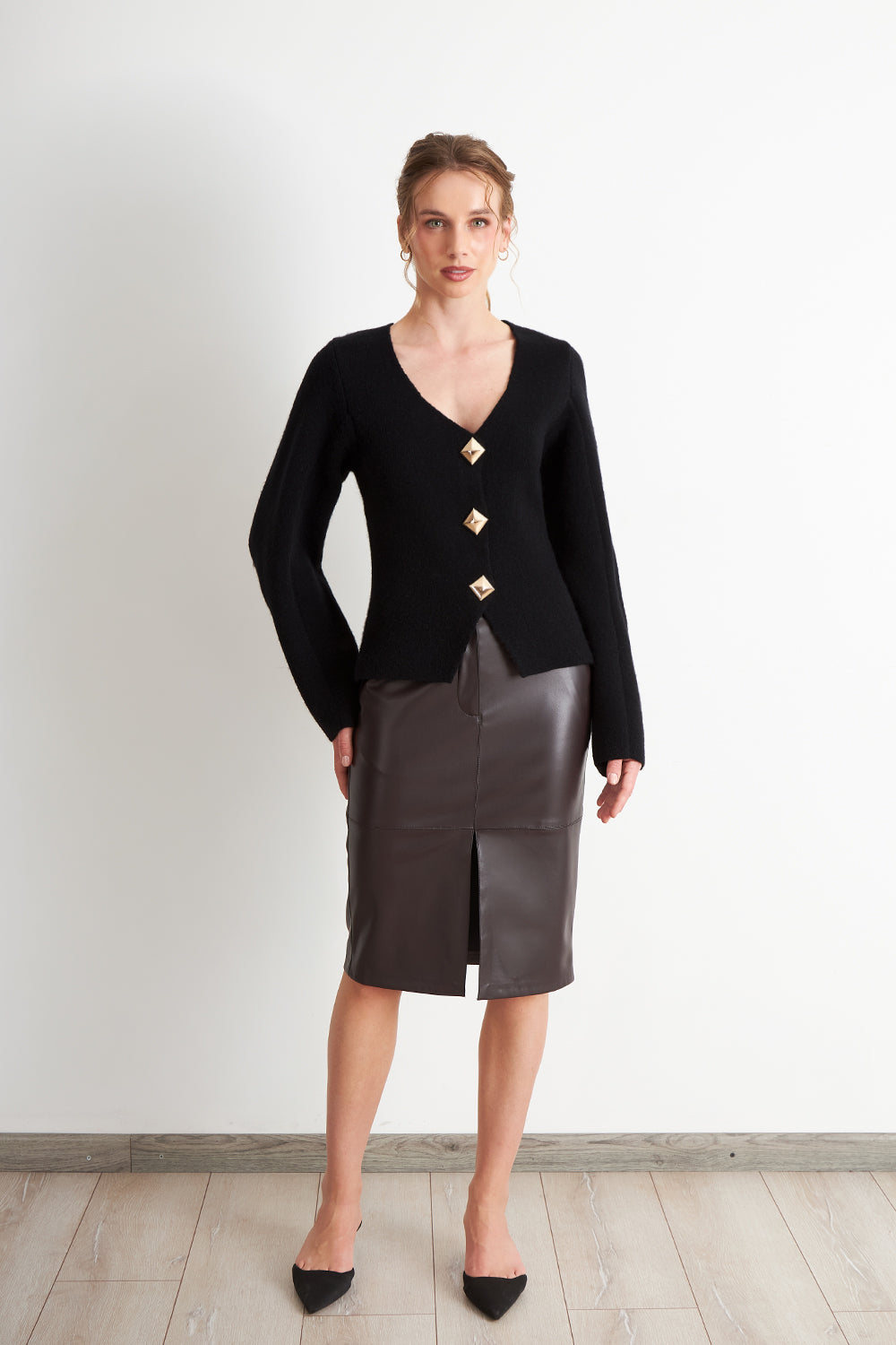 Cárdigan Manga Globo Negro