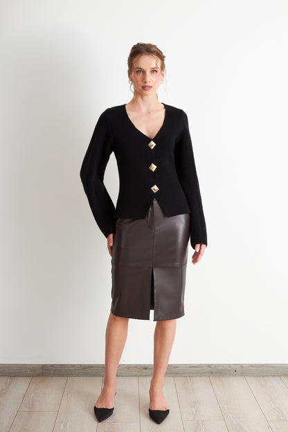 Cárdigan Manga Globo Negro