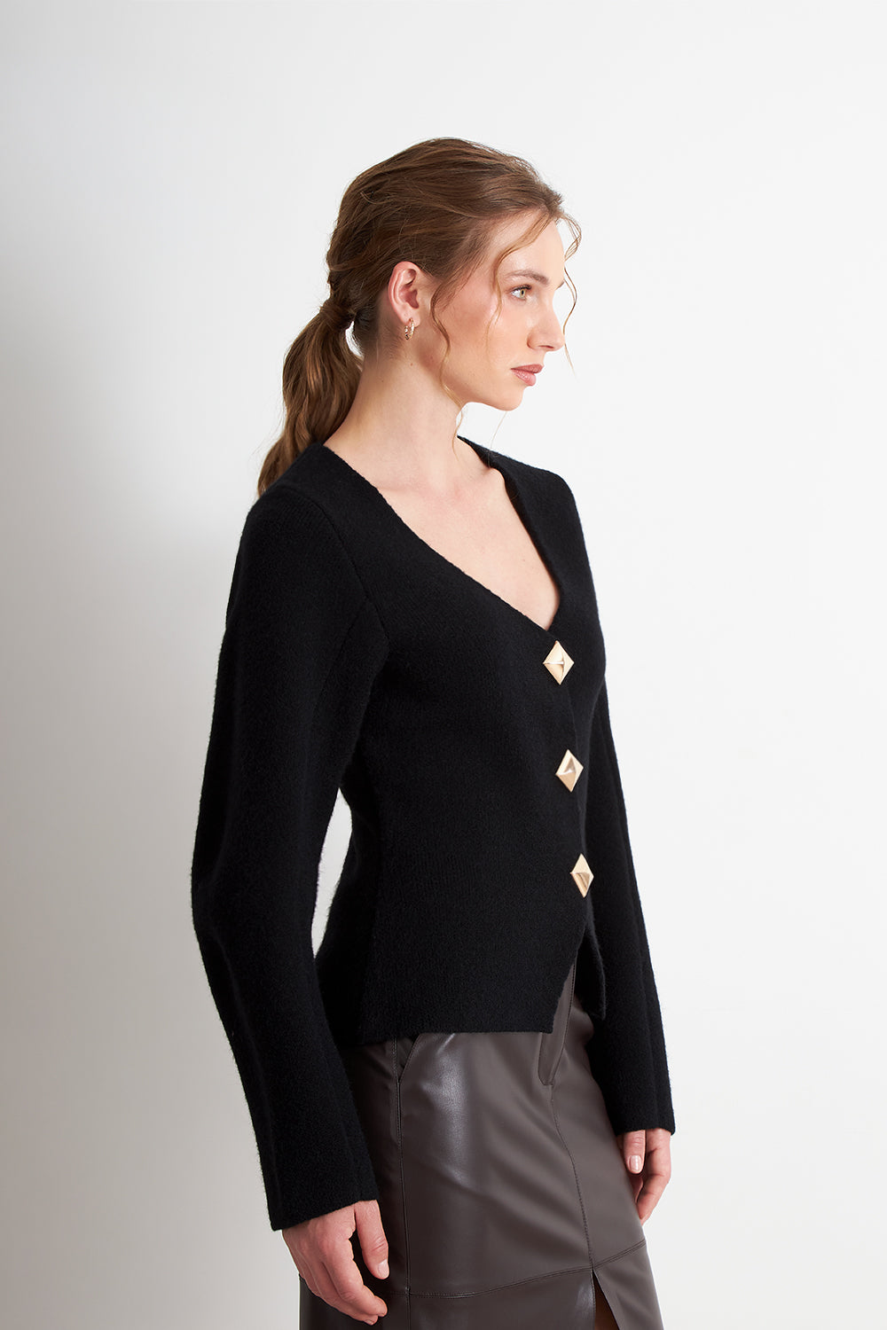 Cárdigan Manga Globo Negro