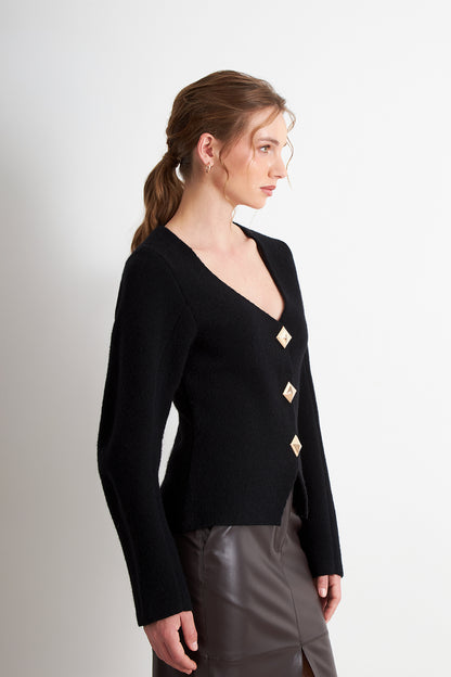 Cárdigan Manga Globo Negro