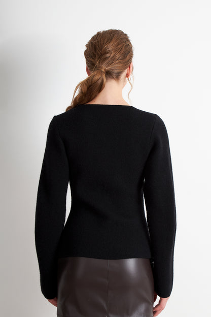 Cárdigan Manga Globo Negro