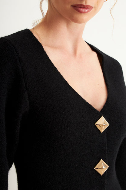 Cárdigan Manga Globo Negro