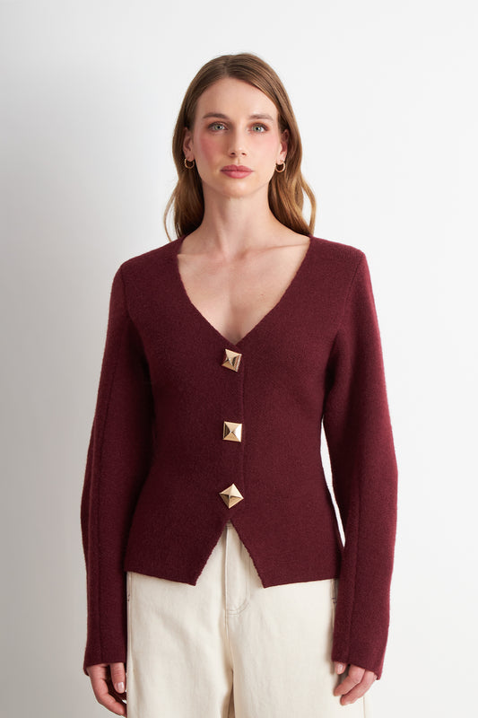 Cárdigan Manga Globo Ladrillo