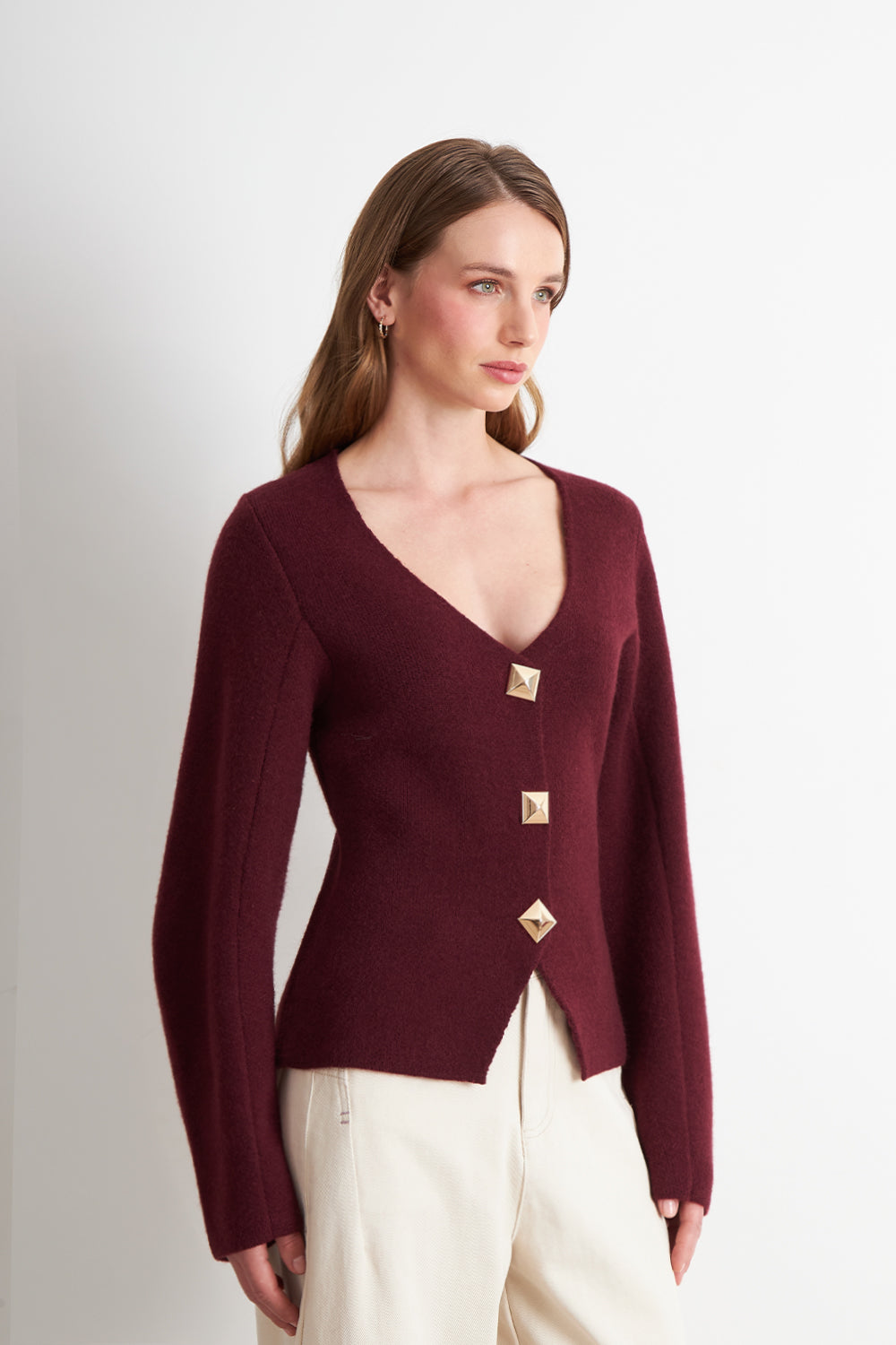 Cárdigan Manga Globo Ladrillo