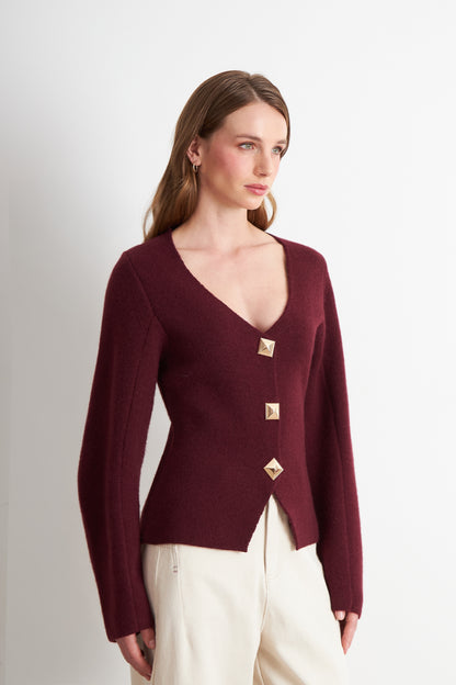 Cárdigan Manga Globo Ladrillo