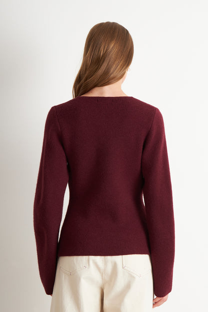 Cárdigan Manga Globo Ladrillo