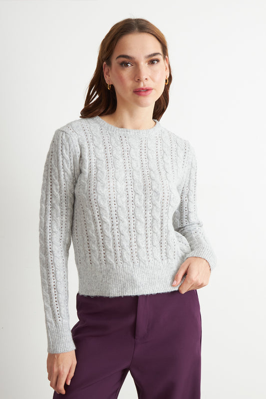 Sweater de Punto Calado Blanco