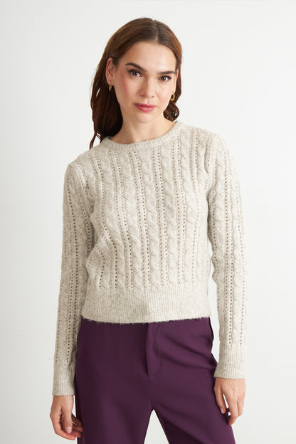 Sweater de Punto Calado Beige