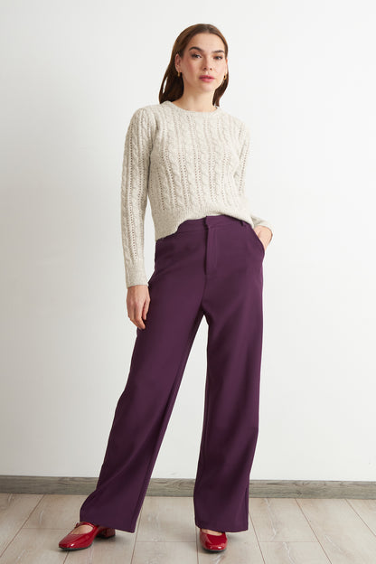 Sweater de Punto Calado Beige