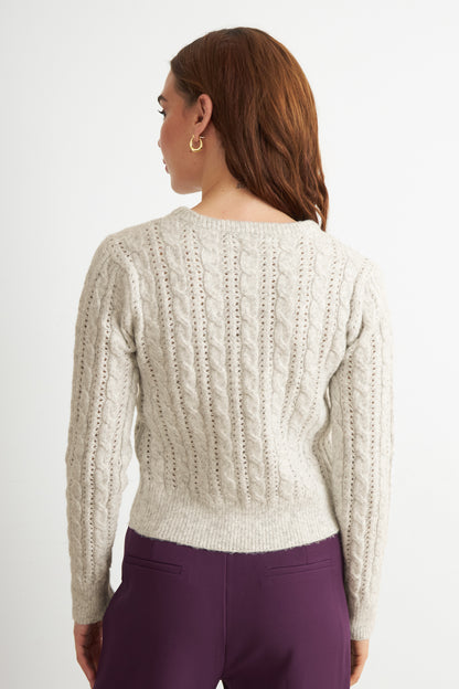 Sweater de Punto Calado Beige