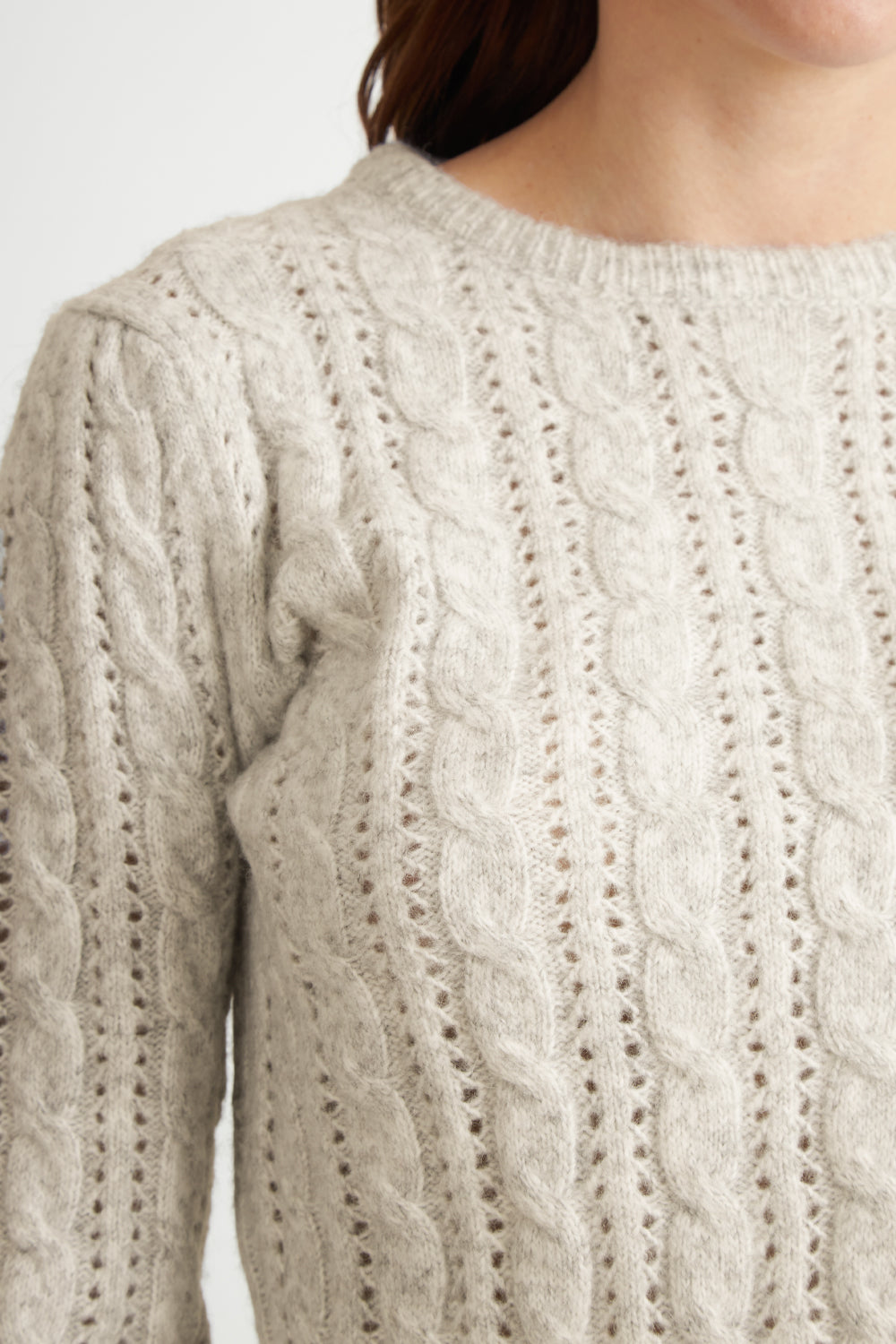 Sweater de Punto Calado Beige