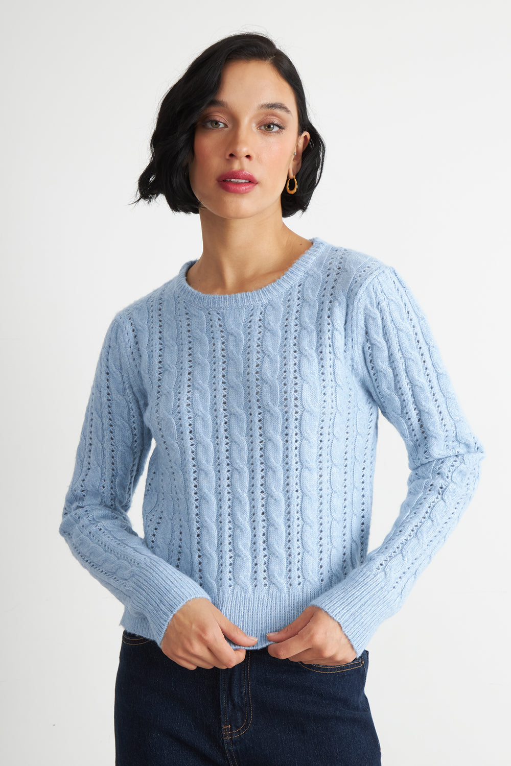 Sweater de Punto Calado Celeste