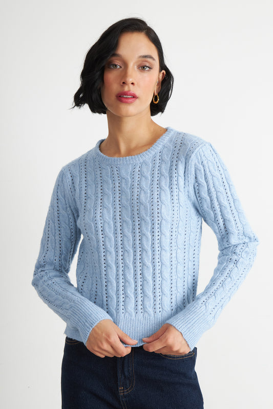 Sweater de Punto Calado Celeste