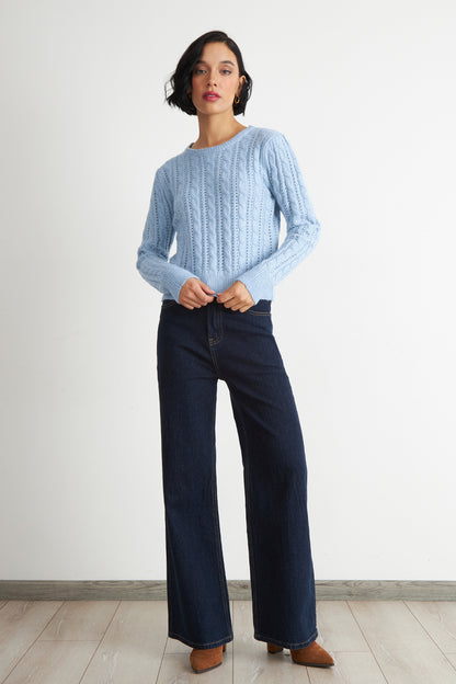 Sweater de Punto Calado Celeste