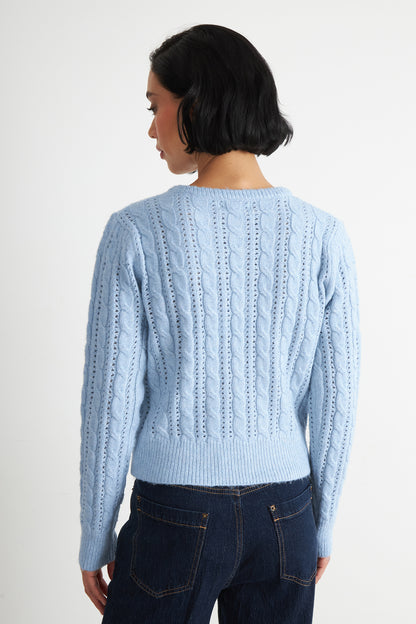 Sweater de Punto Calado Celeste