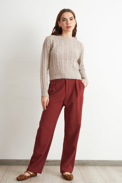 Sweater de Punto Calado Café