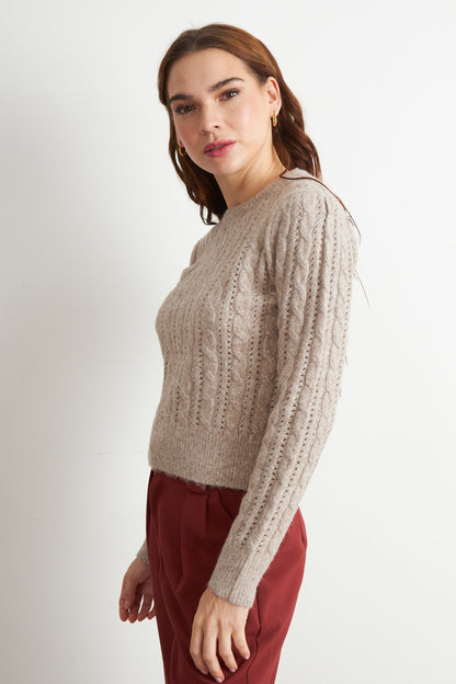 Sweater de Punto Calado Café