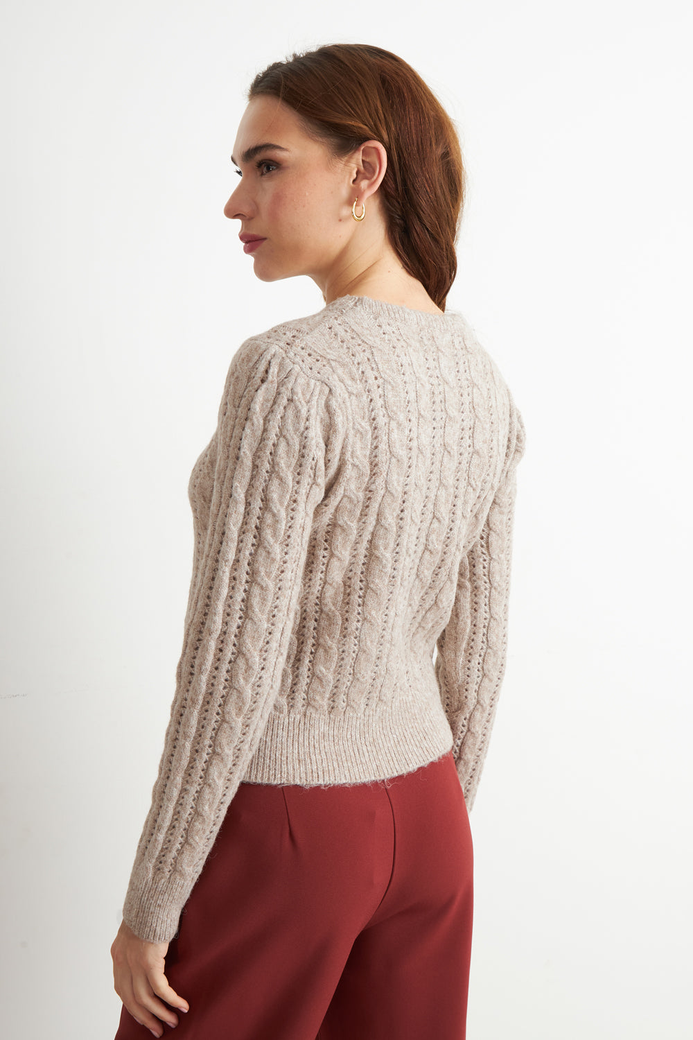 Sweater de Punto Calado Café
