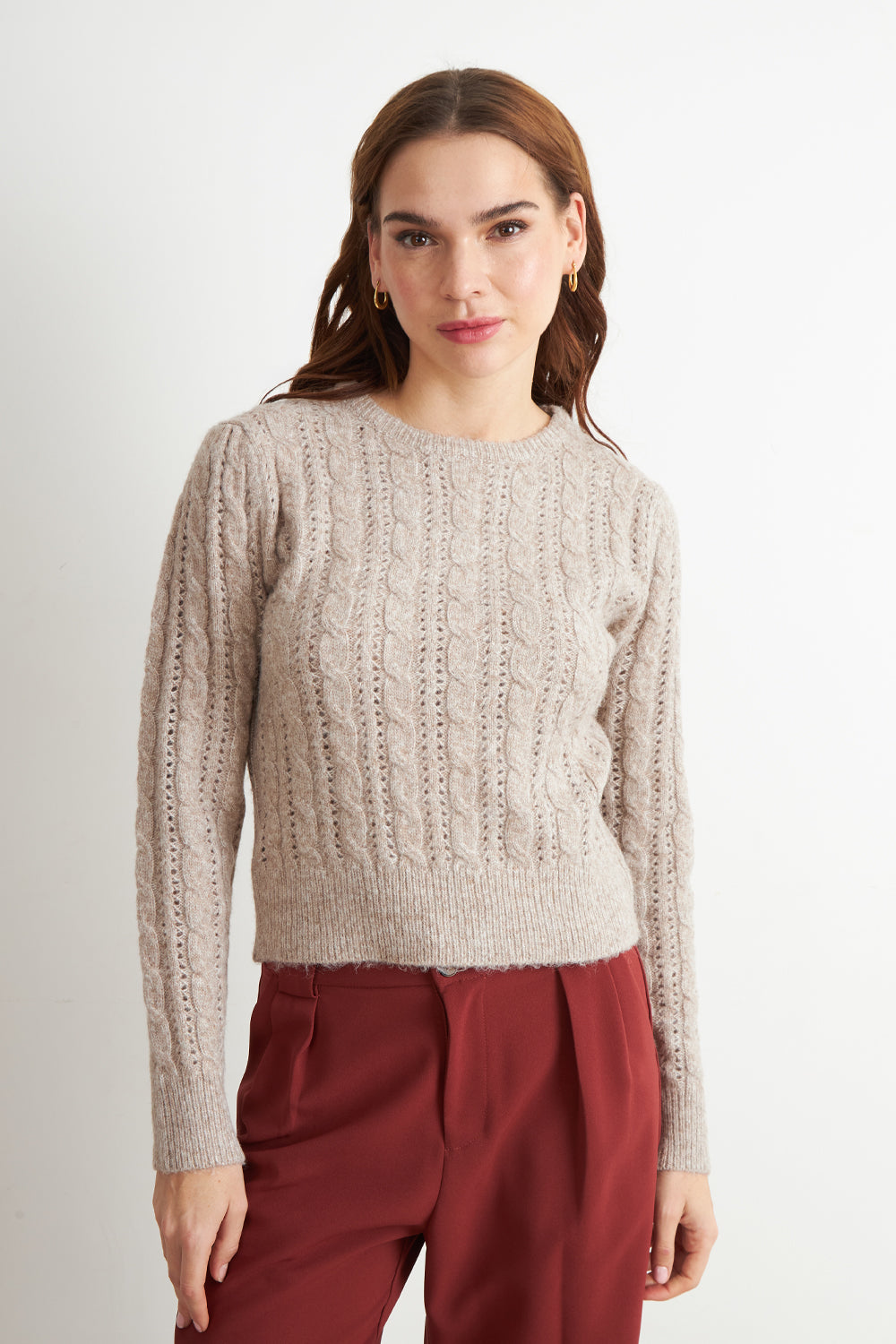Sweater de Punto Calado Café