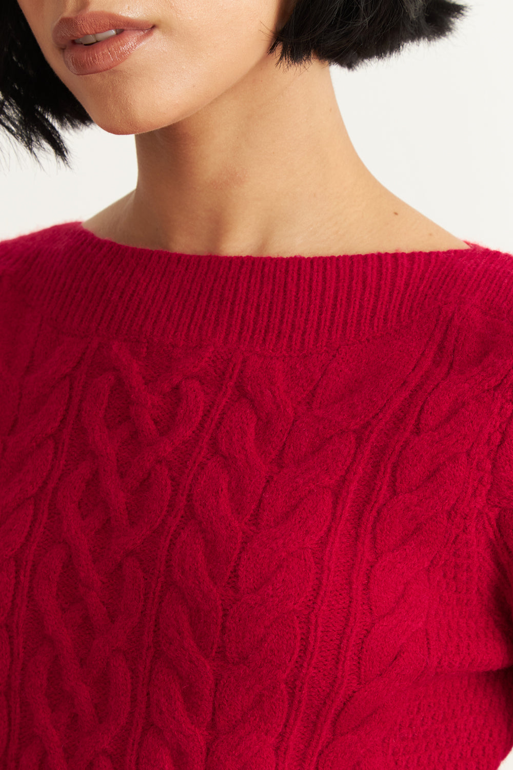 Sweater con Patrón Trenzado Rojo