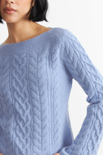 Sweater con Patrón Trenzado Celeste