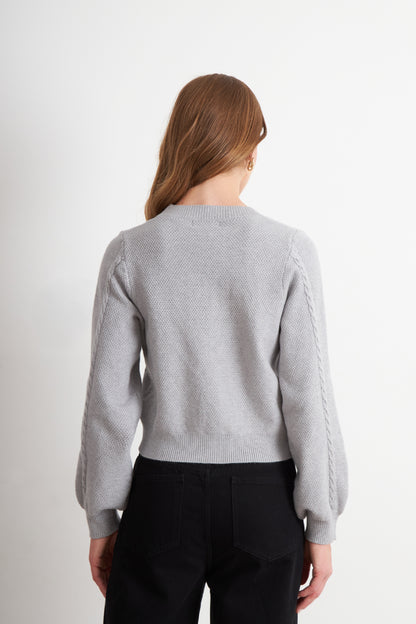 Cárdigan Diseño Trenzado Gris