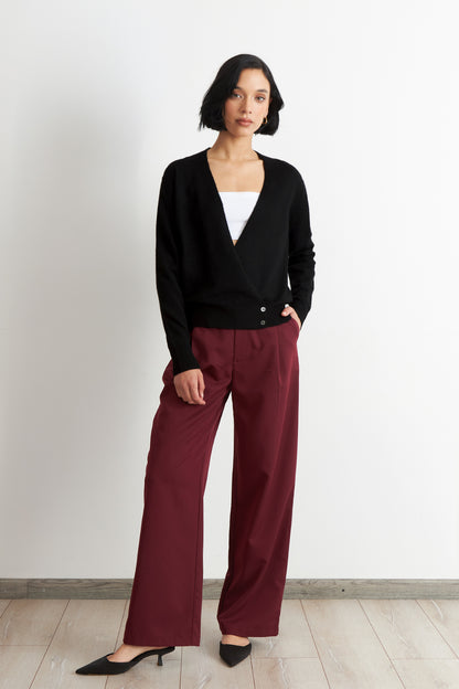 Sweater Cruzado con Botones Negro