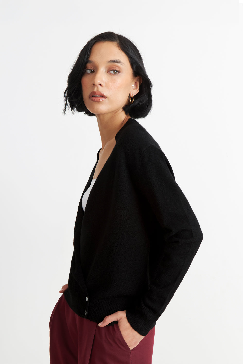 Sweater Cruzado con Botones Negro