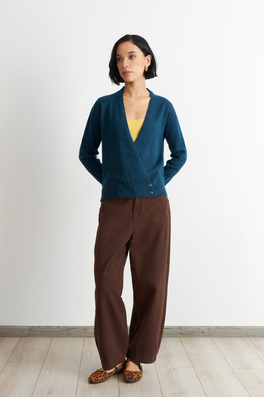 Sweater Cruzado con Botones Azul
