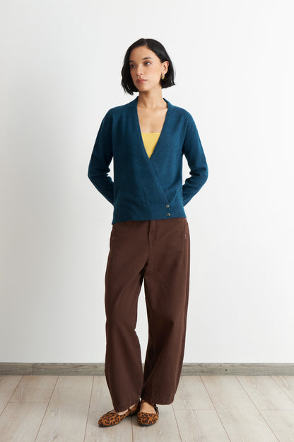 Sweater Cruzado con Botones Azul
