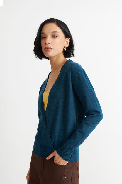 Sweater Cruzado con Botones Azul