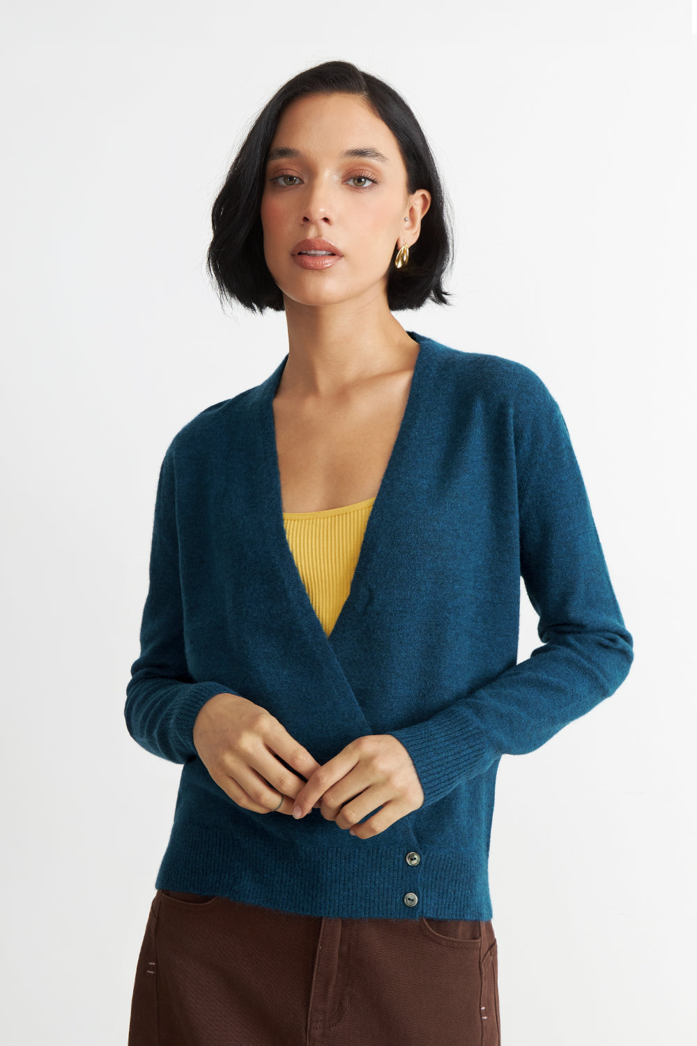 Sweater Cruzado con Botones Azul