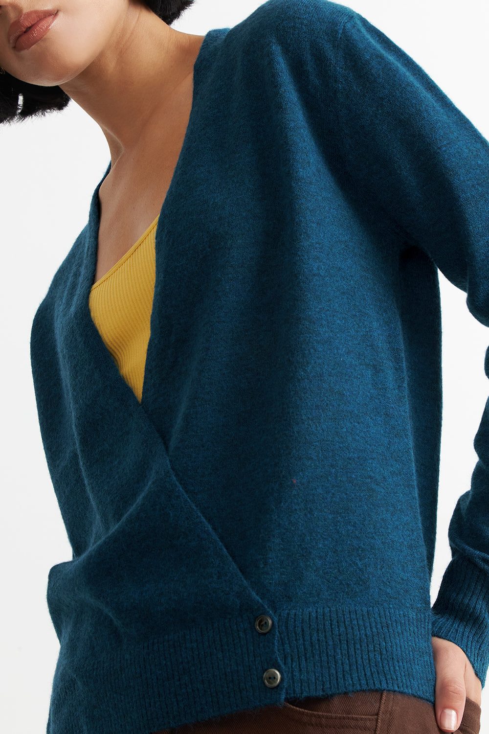 Sweater Cruzado con Botones Azul