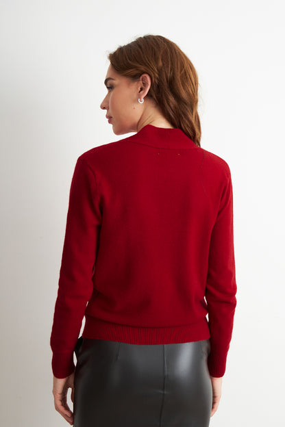 Sweater Cruzado con Botones Rojo