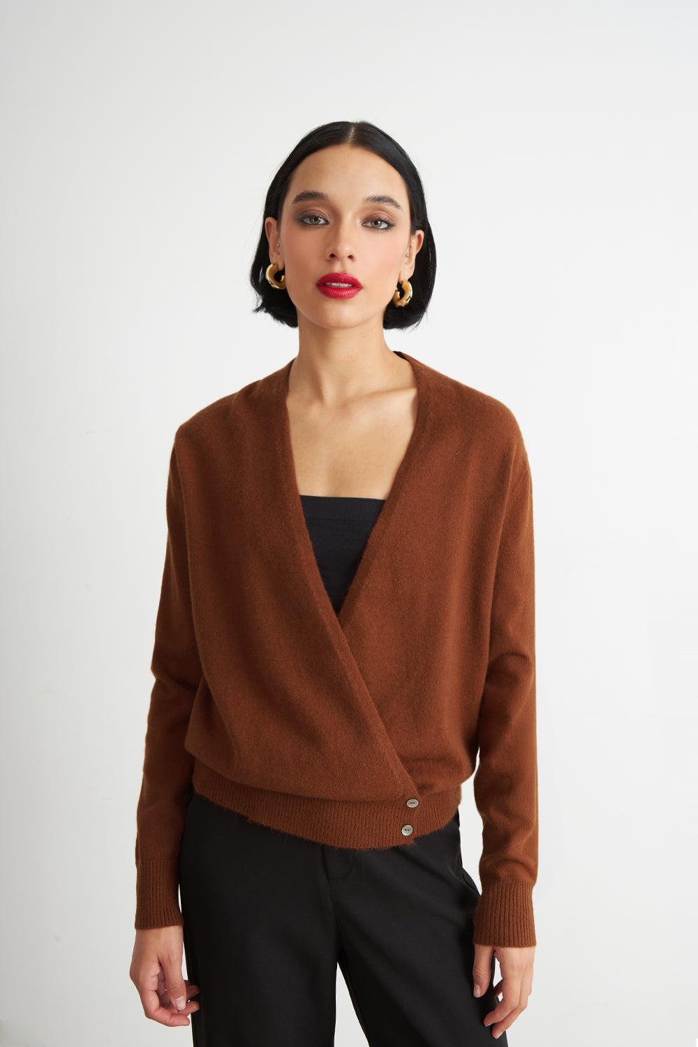 Sweater Cruzado con Botones Óxido