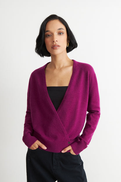 Sweater Cruzado con Botones Morado