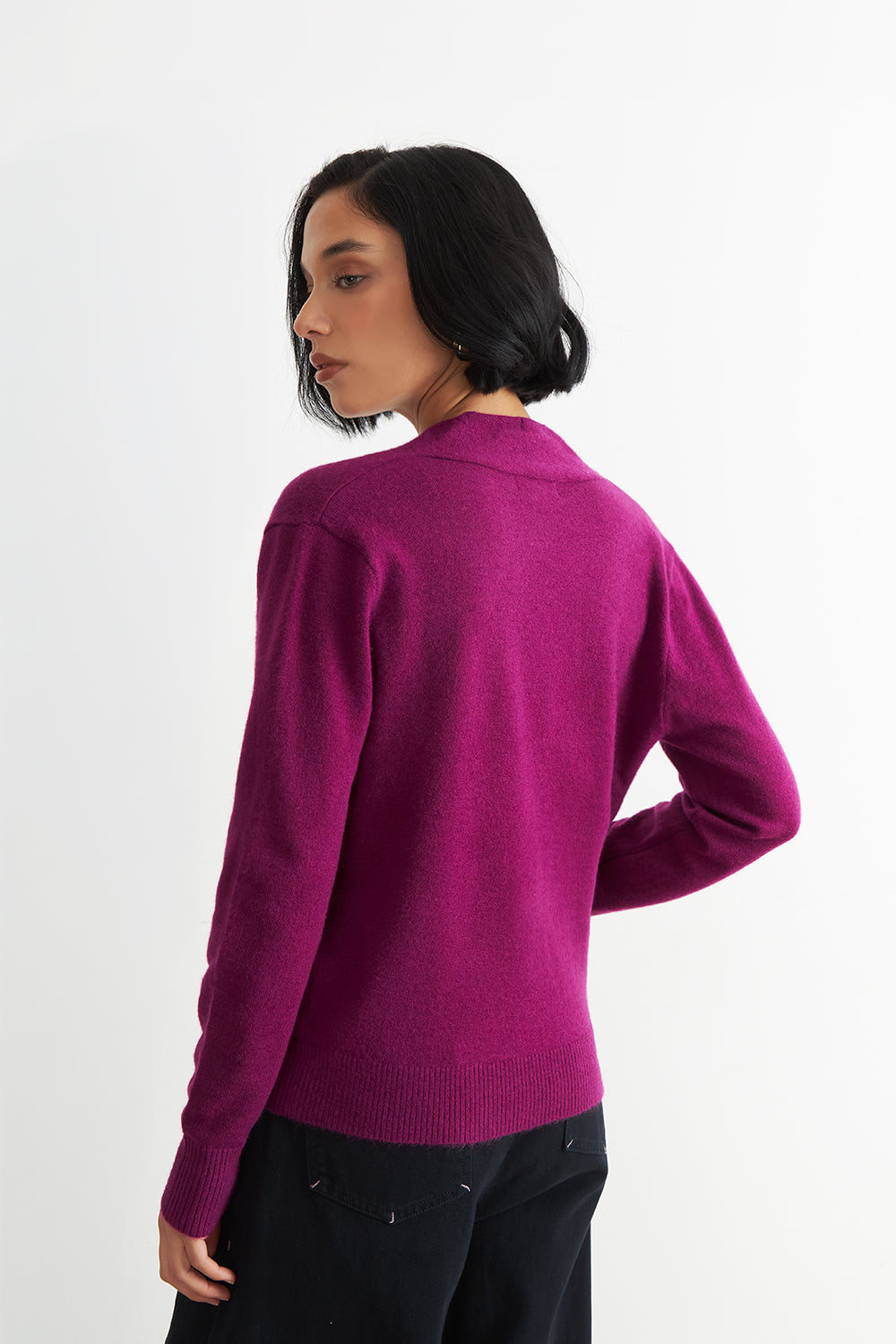 Sweater Cruzado con Botones Morado