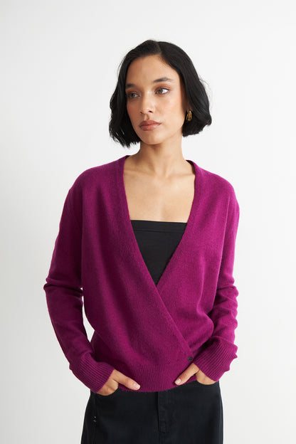 Sweater Cruzado con Botones Morado