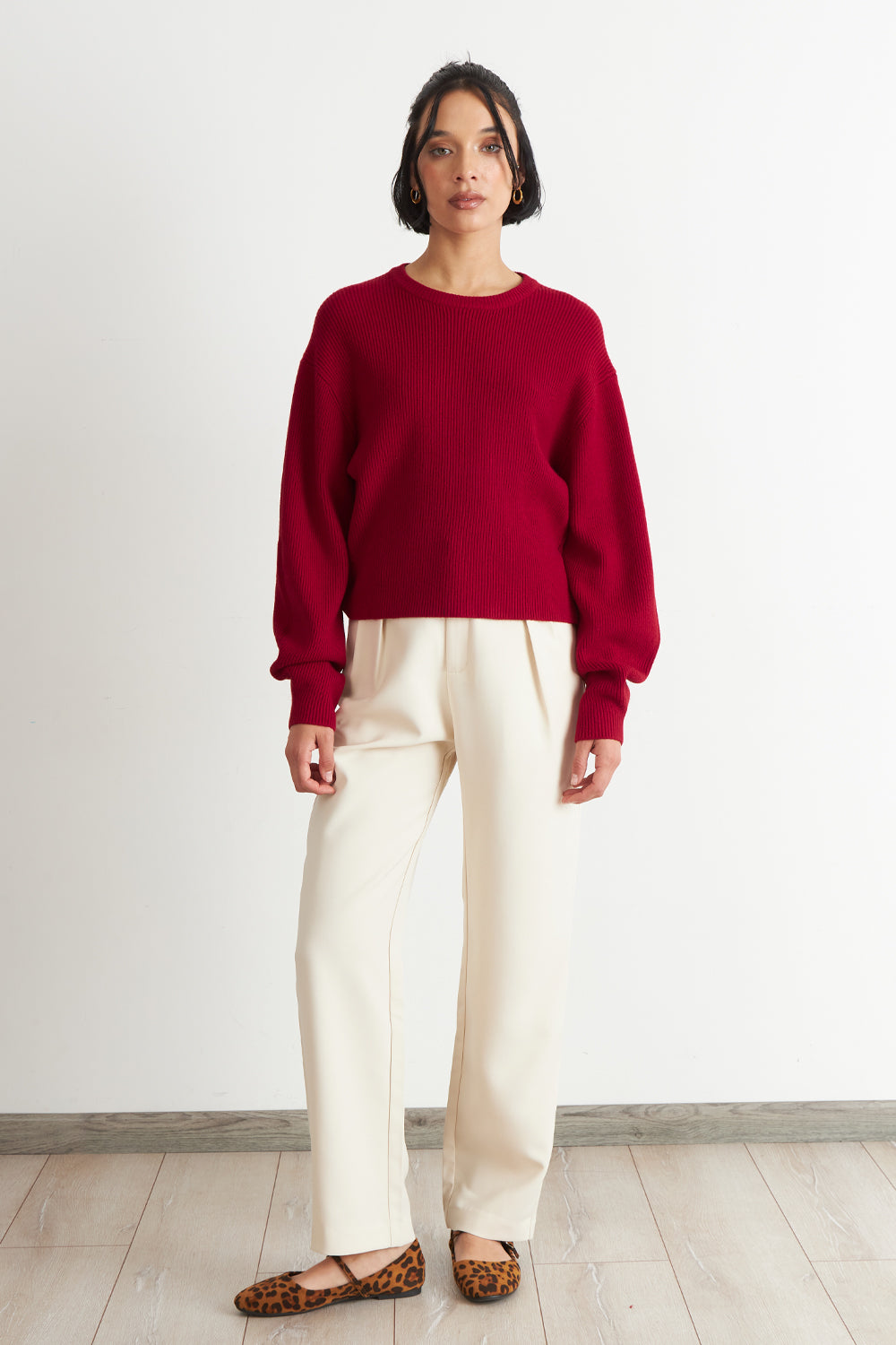 Sweater Jaspeado Cuello Redondo Rojo