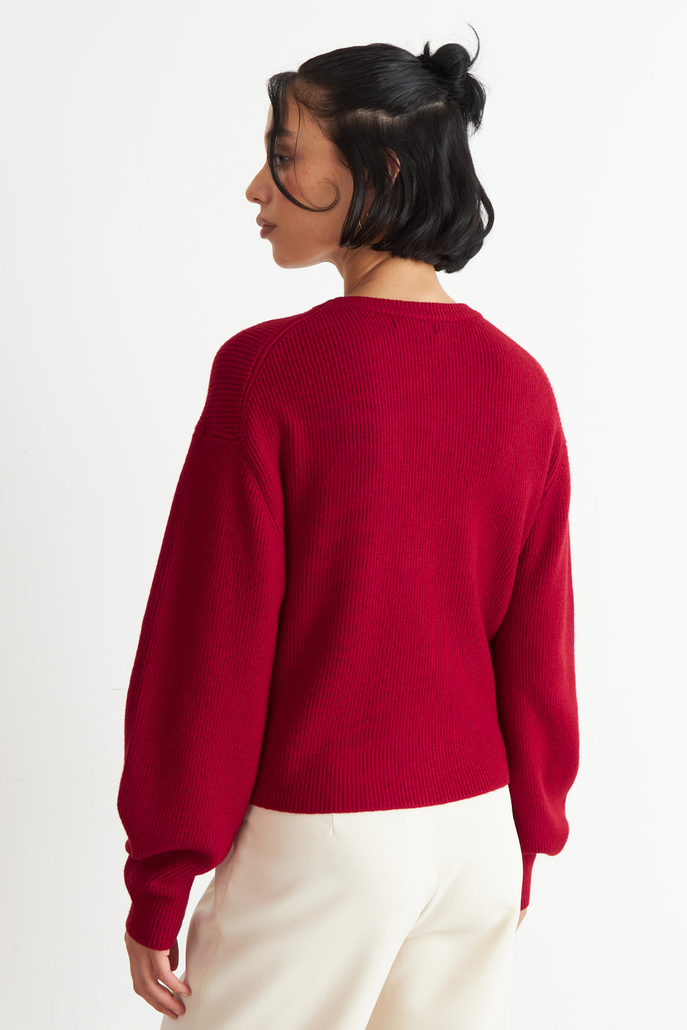 Sweater Jaspeado Cuello Redondo Rojo