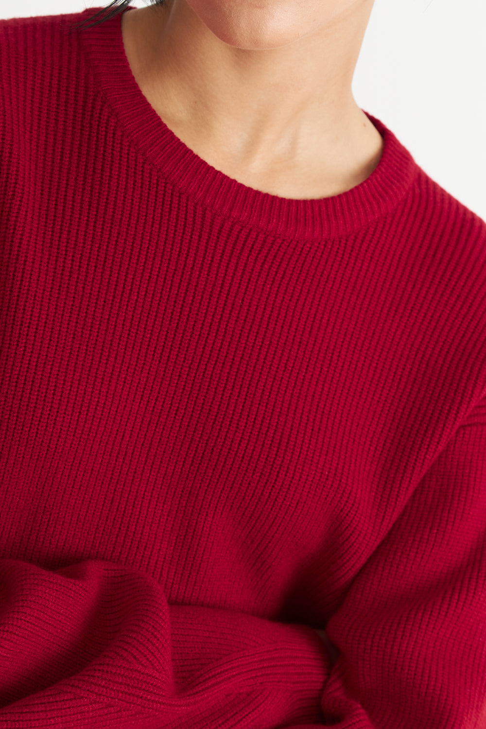 Sweater Jaspeado Cuello Redondo Rojo