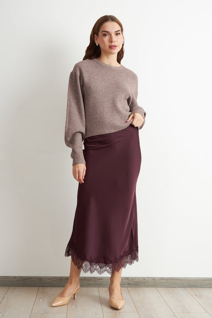 Sweater Jaspeado Cuello Redondo Khaki